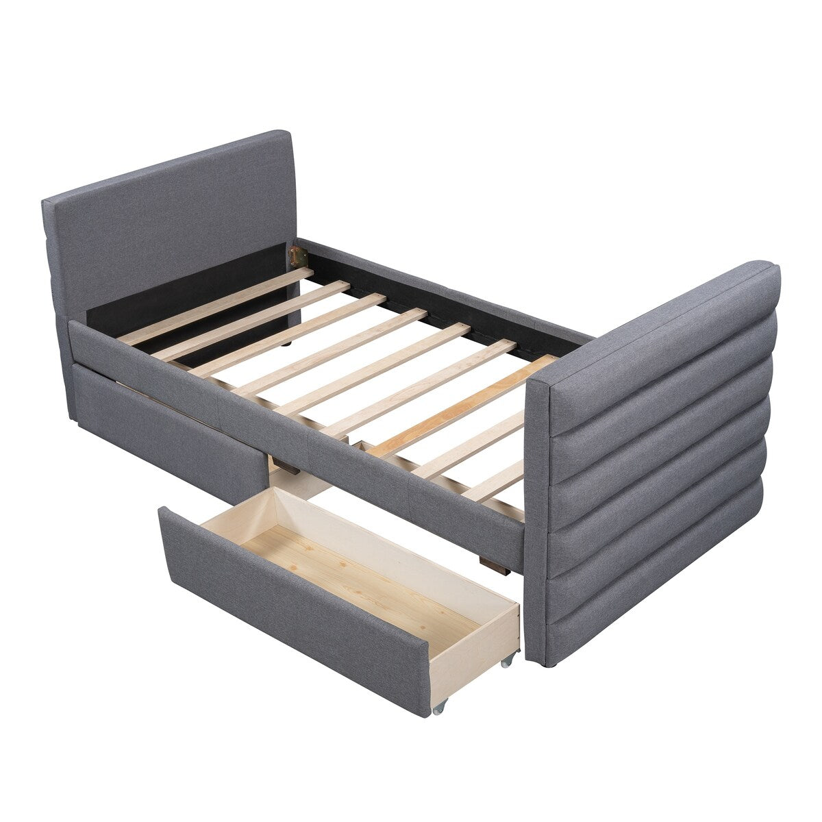 Modern Linen Upholstered Twin Daybed With Two Drawers