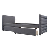 Modern Linen Upholstered Twin Daybed With Two Drawers