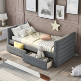Modern Linen Upholstered Twin Daybed With Two Drawers