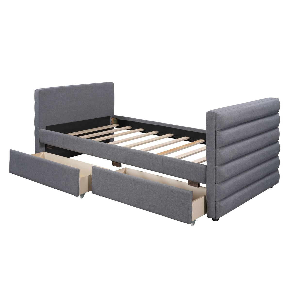 Modern Linen Upholstered Twin Daybed With Two Drawers