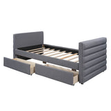 Modern Linen Upholstered Twin Daybed With Two Drawers
