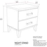 Modern Sophisticated Glossy Black Nightstand with 2 Spacious Drawers