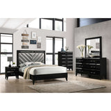 Modern Sophisticated Glossy Black Nightstand with 2 Spacious Drawers