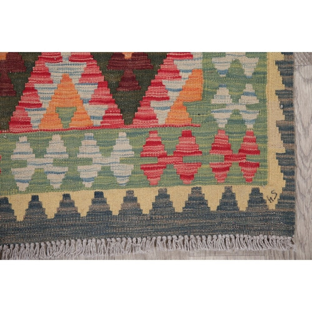 Modern Southwestern Kilim Diamond Handmade Wool Turkish Area Rug - 5'9" x 3'10"