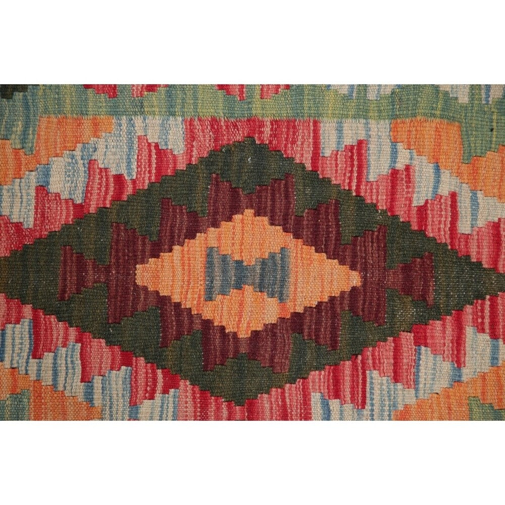 Modern Southwestern Kilim Diamond Handmade Wool Turkish Area Rug - 5'9" x 3'10"