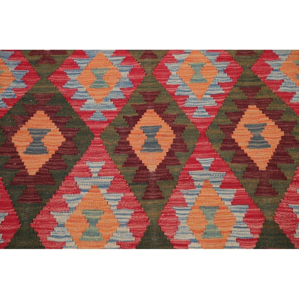 Modern Southwestern Kilim Diamond Handmade Wool Turkish Area Rug - 5'9" x 3'10"