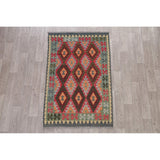 Modern Southwestern Kilim Diamond Handmade Wool Turkish Area Rug - 5'9" x 3'10"