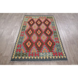 Modern Southwestern Kilim Diamond Handmade Wool Turkish Area Rug - 5'9" x 3'10"