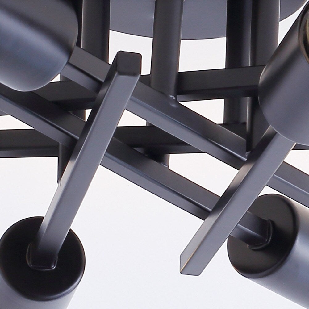 Modern Black 6-Light Unique Sputnik Semi Flush Mount Lighting Fixture