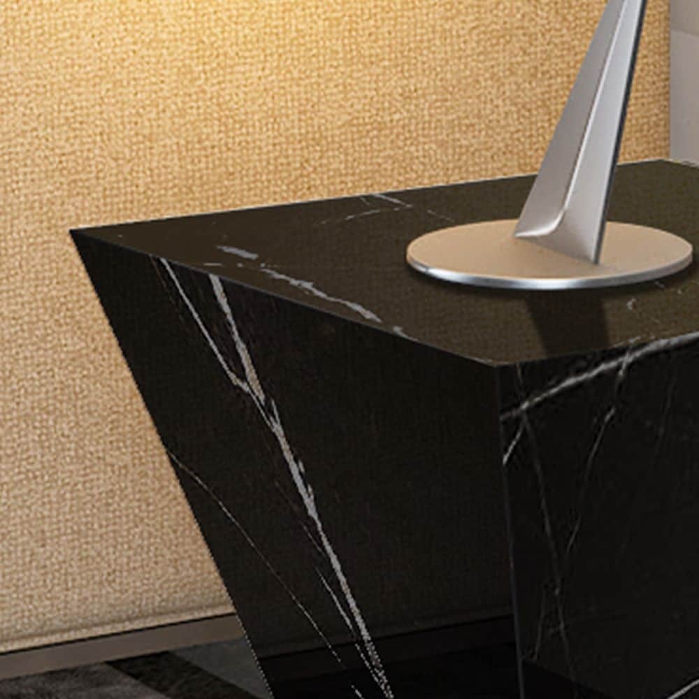 Modern Square Coffee Table, Trapezoid White Sintered Stone