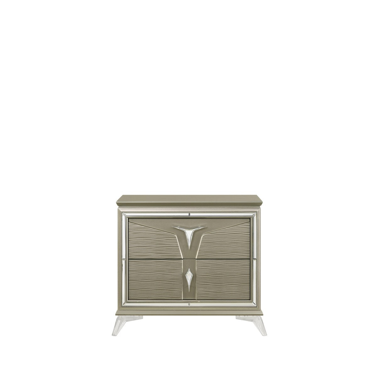 Modern Style 2-Drawer Nightstand Made with Wood & Mirrored Accents