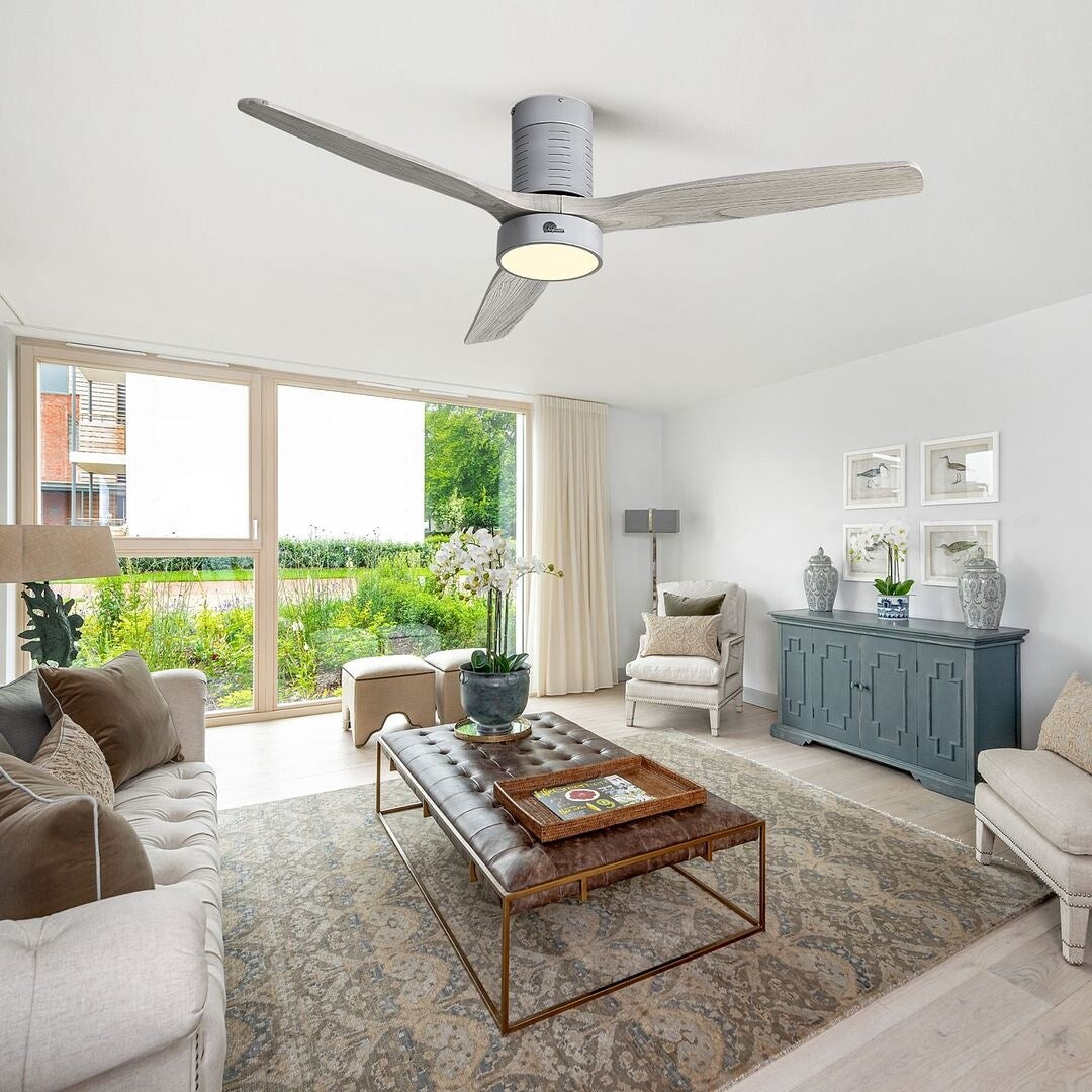 Modern Style 52 Inch Indoor Flush Mount Ceiling Fan