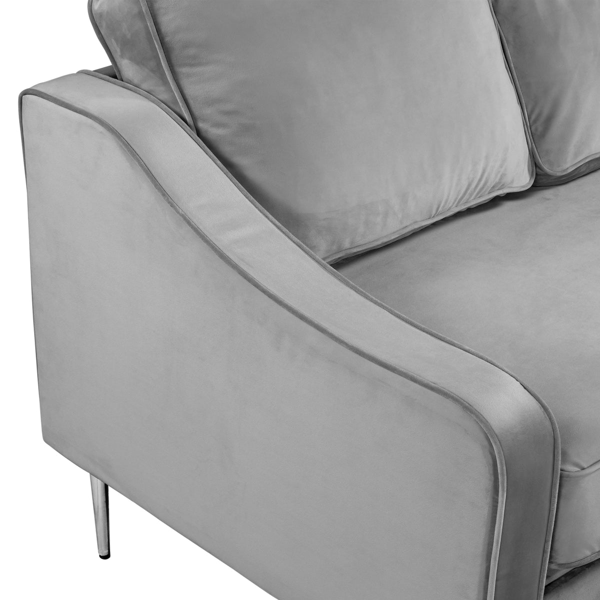 Modern Style Armchair Velvet Upholstered Couch Furniture with Sloped Arms and Metal Legs for Home or Office (1-Seat)