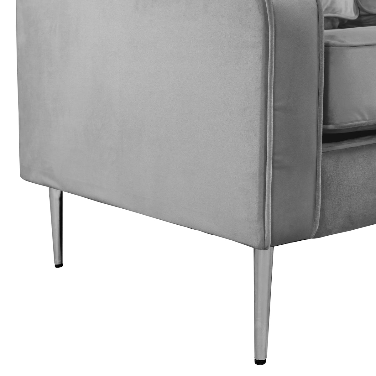 Modern Style Armchair Velvet Upholstered Couch Furniture with Sloped Arms and Metal Legs for Home or Office (1-Seat)