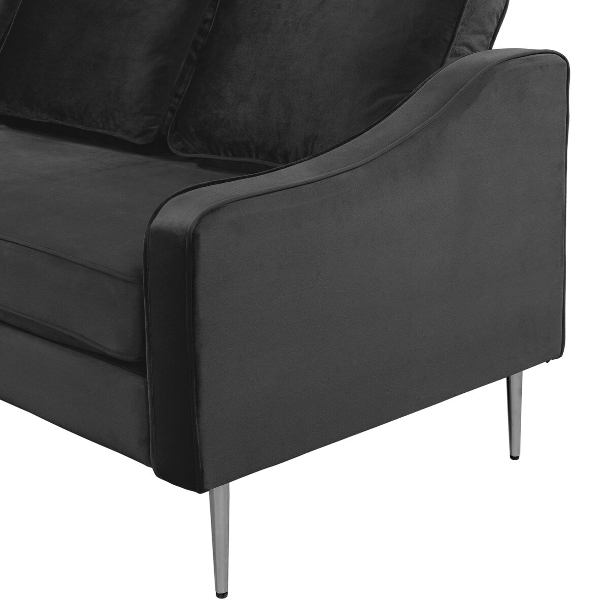 Modern Style Armchair Velvet Upholstered Couch Furniture with Sloped Arms and Metal Legs for Home or Office (1-Seat)