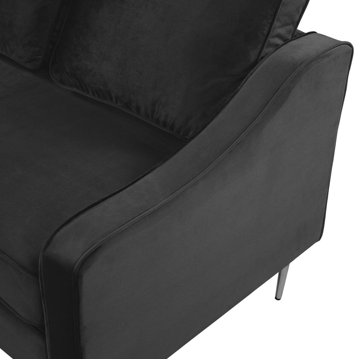 Modern Style Armchair Velvet Upholstered Couch Furniture with Sloped Arms and Metal Legs for Home or Office (1-Seat)