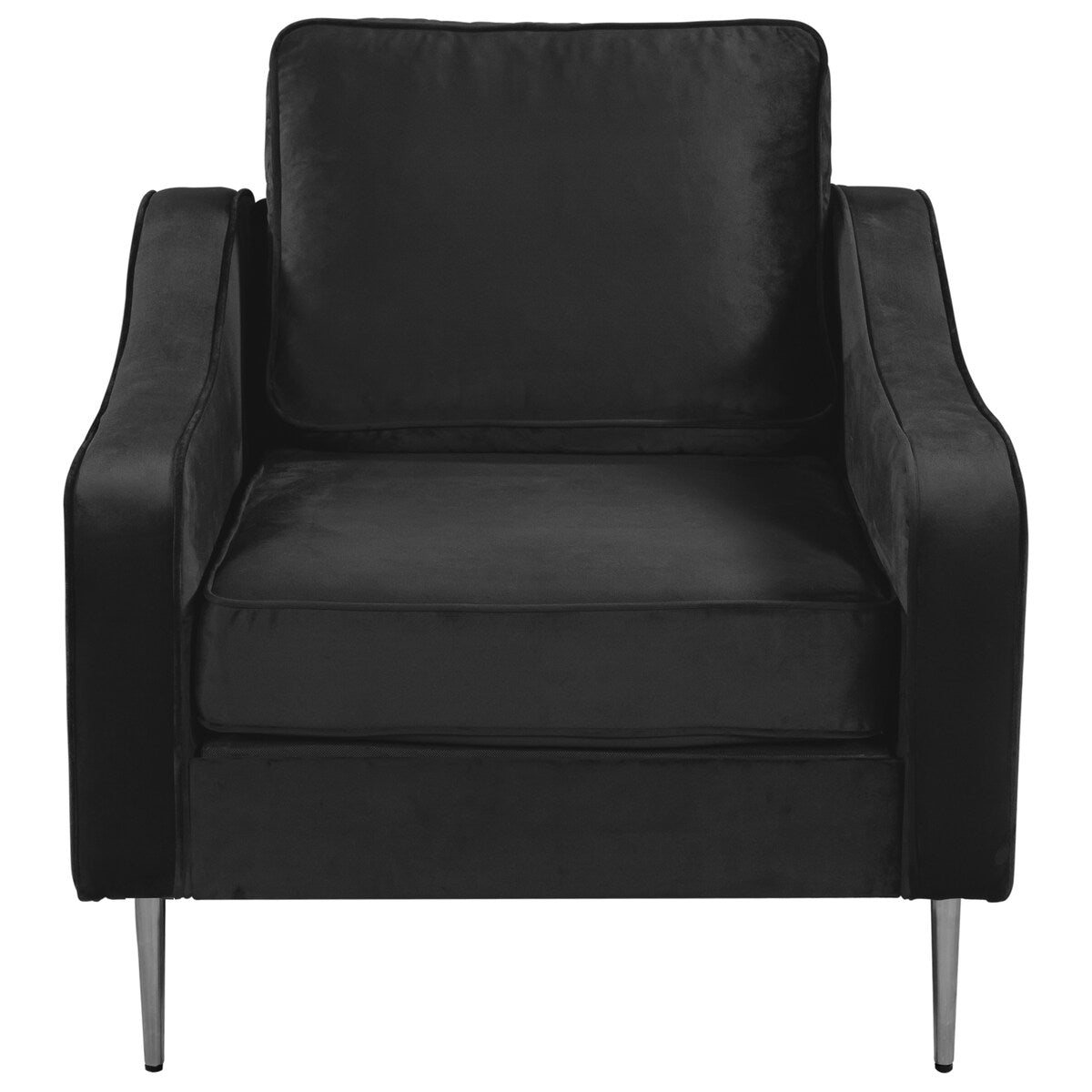 Modern Style Armchair Velvet Upholstered Couch Furniture with Sloped Arms and Metal Legs for Home or Office (1-Seat)