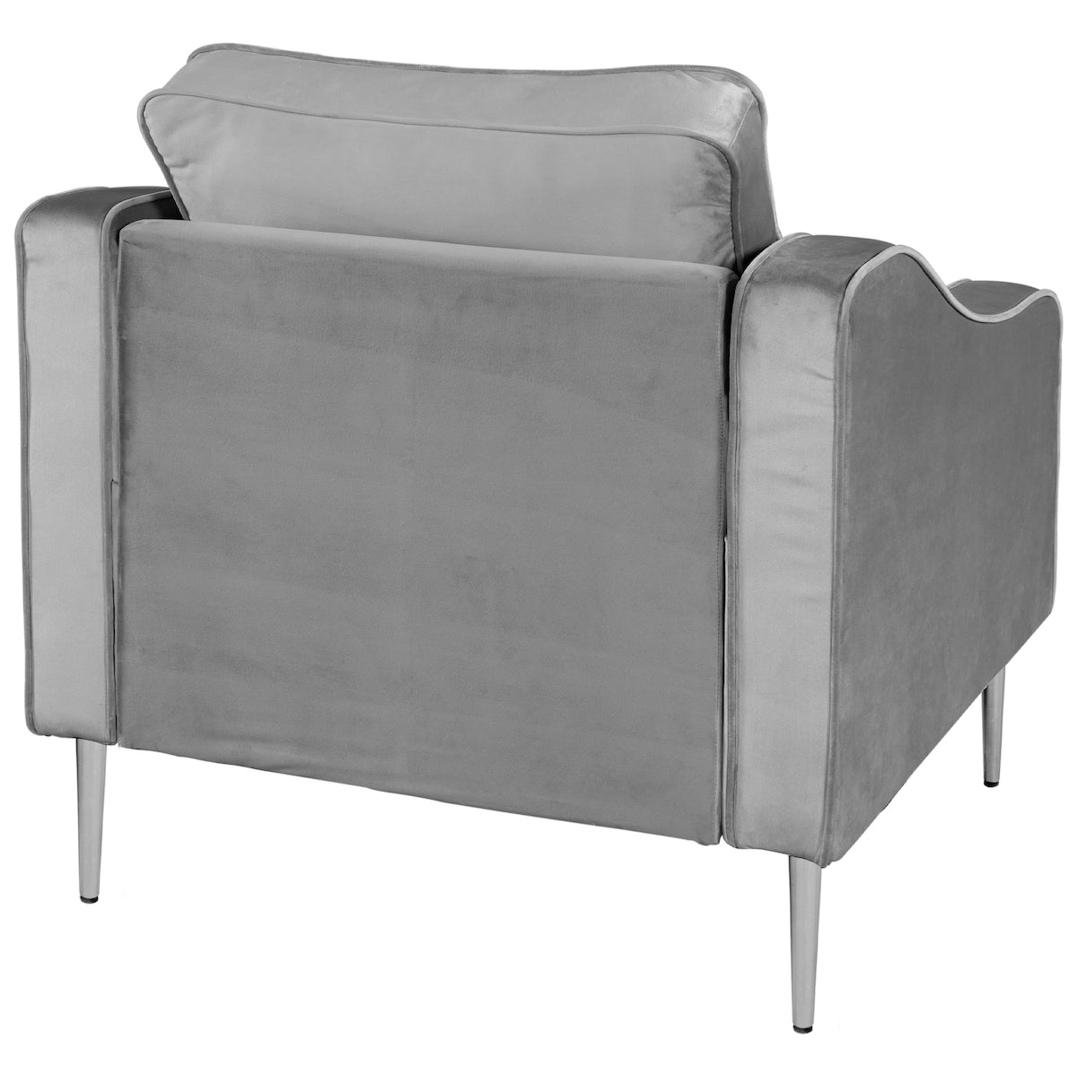 Modern Style Armchair Velvet Upholstered Couch Furniture with Sloped Arms and Metal Legs for Home or Office (1-Seat)