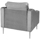 Modern Style Armchair Velvet Upholstered Couch Furniture with Sloped Arms and Metal Legs for Home or Office (1-Seat)
