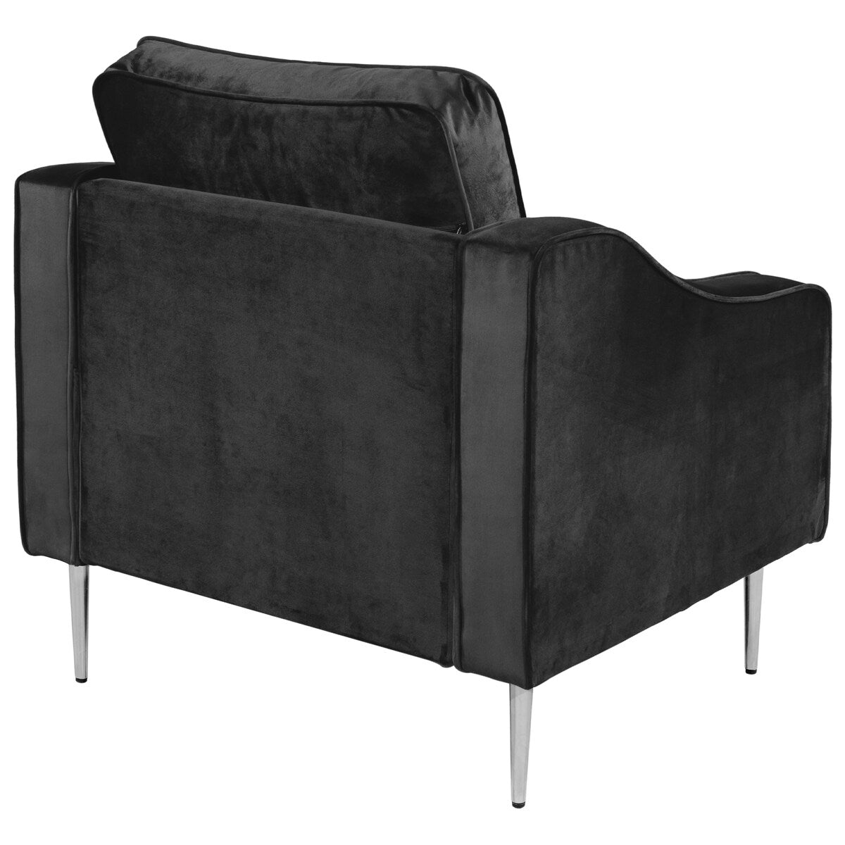 Modern Style Armchair Velvet Upholstered Couch Furniture with Sloped Arms and Metal Legs for Home or Office (1-Seat)