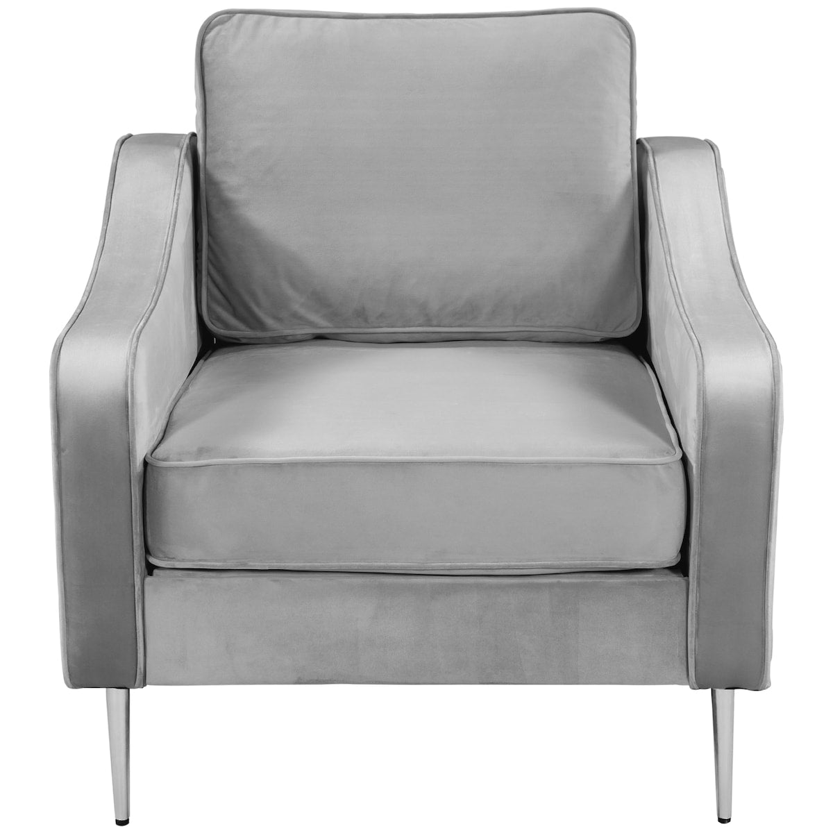 Modern Style Armchair Velvet Upholstered Couch Furniture with Sloped Arms and Metal Legs for Home or Office (1-Seat)