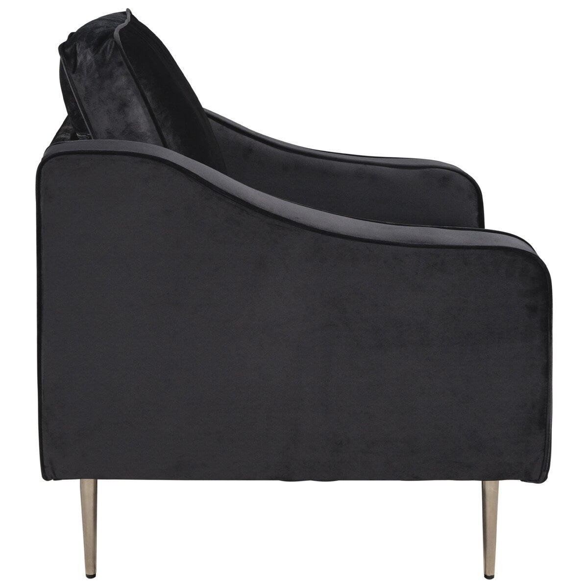 Modern Style Armchair Velvet Upholstered Couch Furniture with Sloped Arms and Metal Legs for Home or Office (1-Seat)