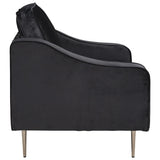 Modern Style Armchair Velvet Upholstered Couch Furniture with Sloped Arms and Metal Legs for Home or Office (1-Seat)