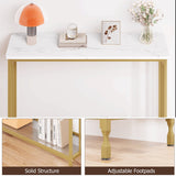 Modern Style Console Table with Glass Shelf and Metal Frame
