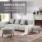 Modern Style Curved PU Leather Sofa Couch with Movable Storage Ottoman and Pillows