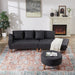 Modern Style Curved PU Leather Sofa Couch with Movable Storage Ottoman and Pillows