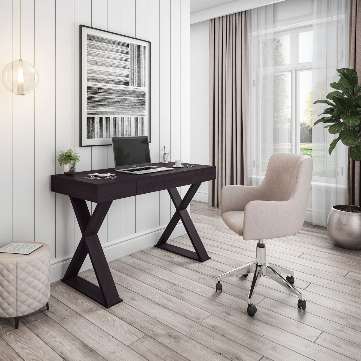 Modern Style Desk With a Drawer and Funky X-legs,Suitable for Home Study, Company Office and other Places