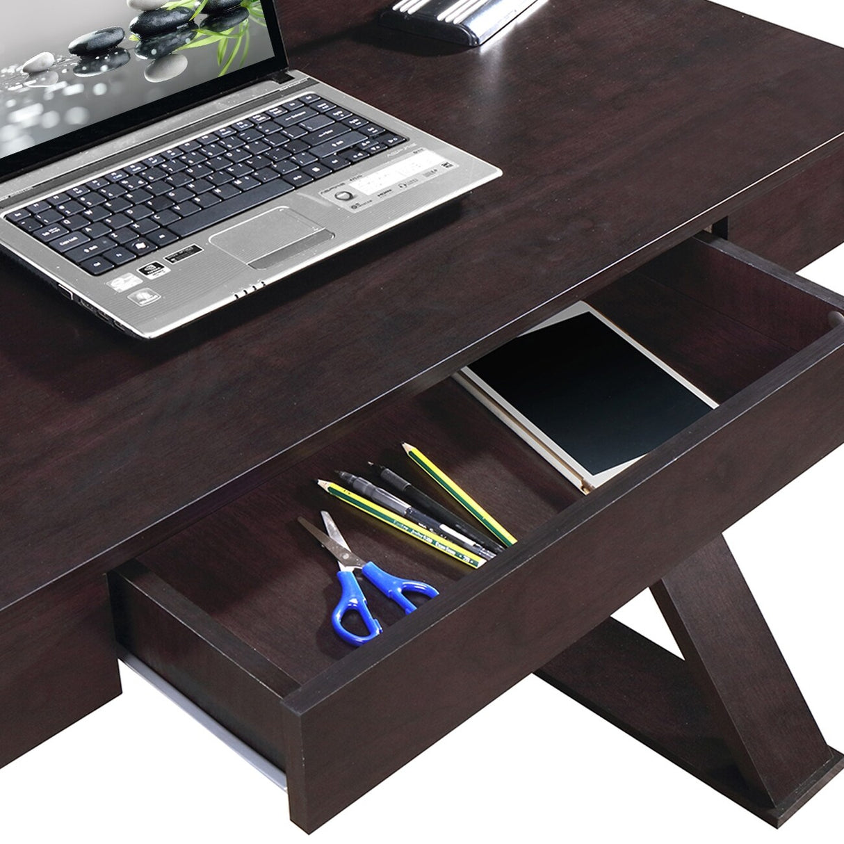 Modern Style Desk With a Drawer and Funky X-legs,Suitable for Home Study, Company Office and other Places