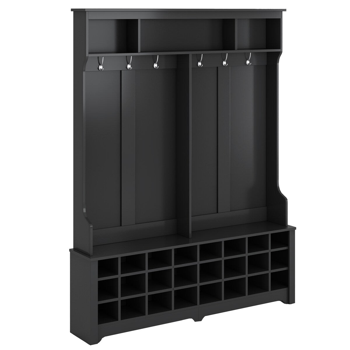 Modern Style Multiple Functions Hallway Coat Rack with Metal Black Hooks