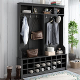 Modern Style Multiple Functions Hallway Coat Rack with Metal Black Hooks