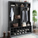 Modern Style Multiple Functions Hallway Coat Rack with Metal Black Hooks