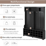 Modern Style Multiple Functions Hallway Coat Rack with Metal Black Hooks