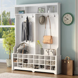 Modern Style Multiple Functions Hallway Coat Rack with Metal Black Hooks