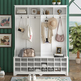 Modern Style Multiple Functions Hallway Coat Rack with Metal Black Hooks