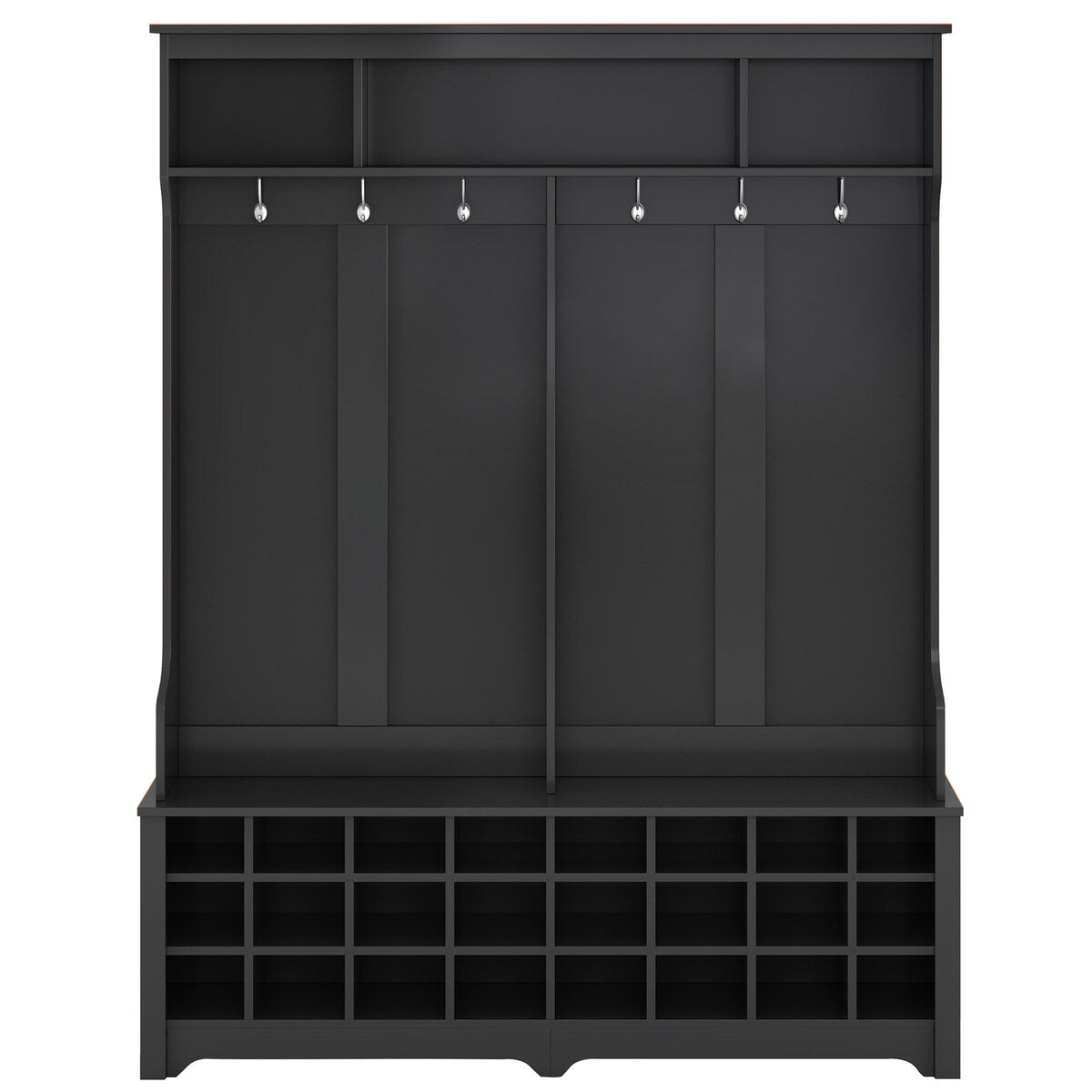 Modern Style Multiple Functions Hallway Coat Rack with Metal Black Hooks