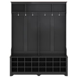 Modern Style Multiple Functions Hallway Coat Rack with Metal Black Hooks
