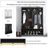 Modern Style Multiple Functions Hallway Coat Rack with Metal Black Hooks