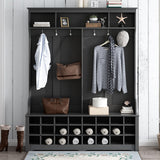 Modern Style Multiple Functions Hallway Coat Rack with Metal Black Hooks