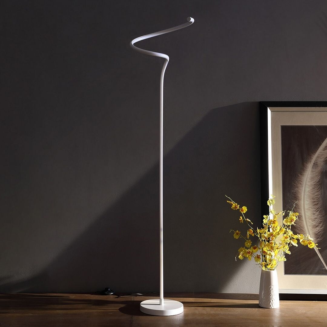 Modern Style S-Shape Misty White Curved Spiral Tube Angled LED Floor Lamp