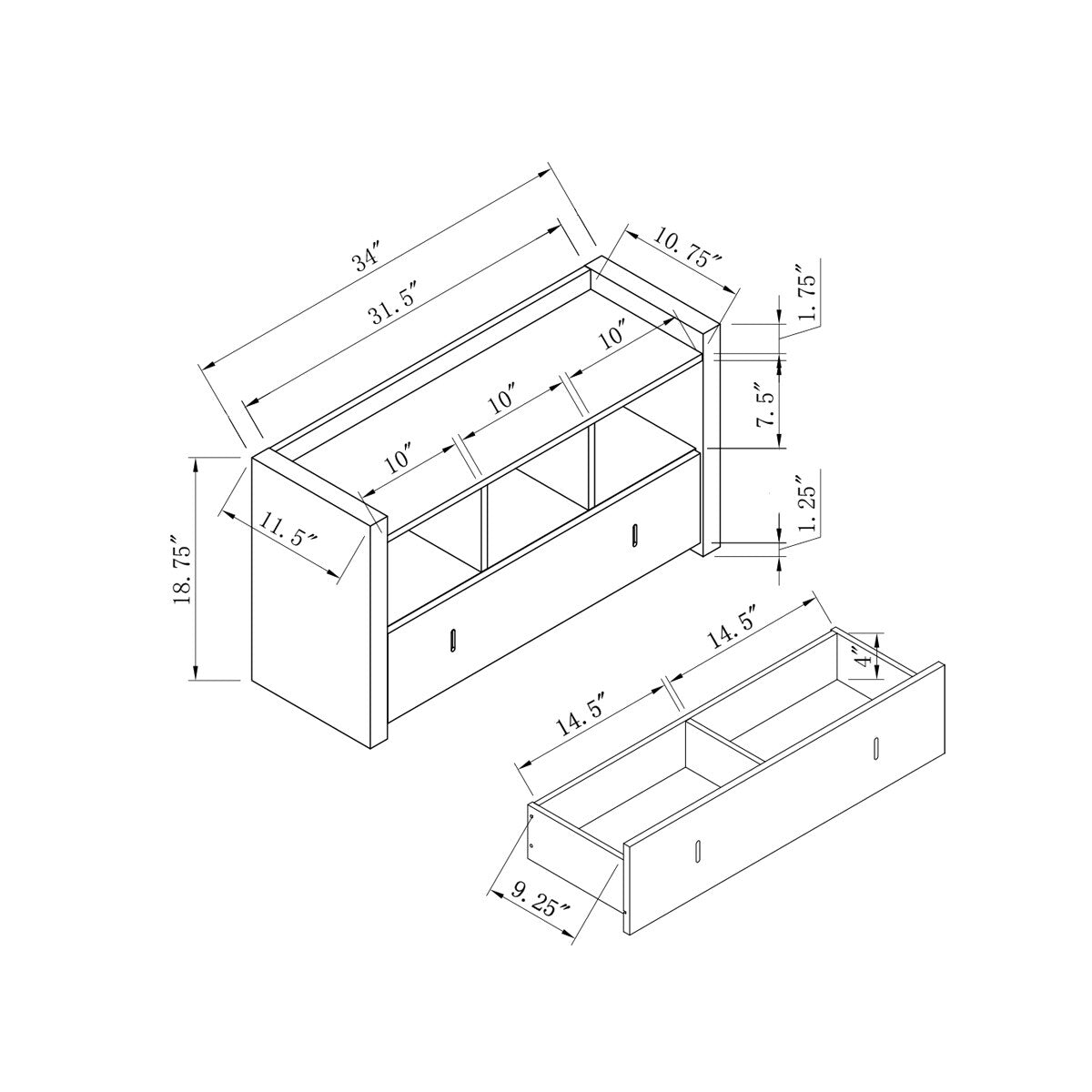 Modern Style Shoe Bench With Three shelves