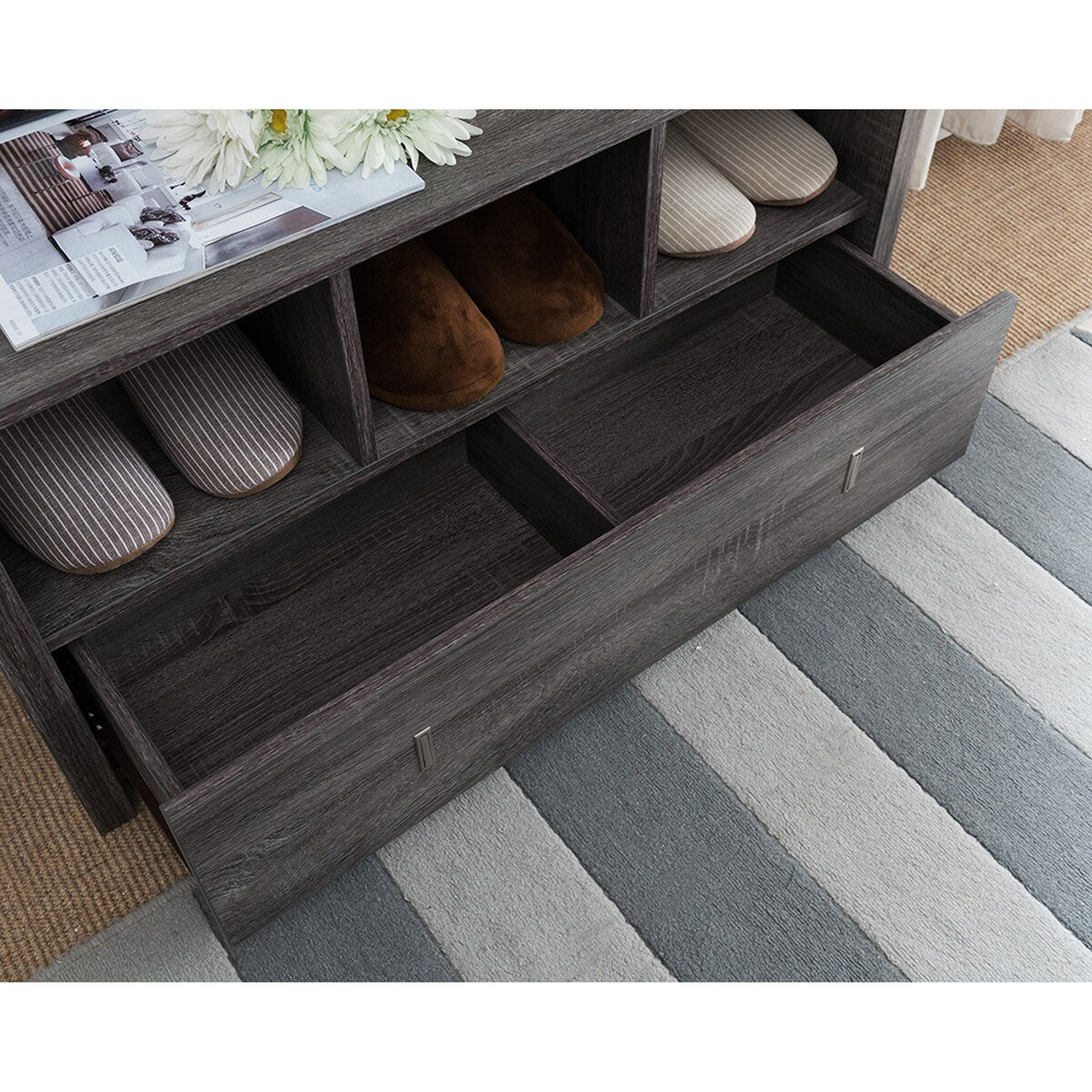 Modern Style Shoe Bench With Three shelves