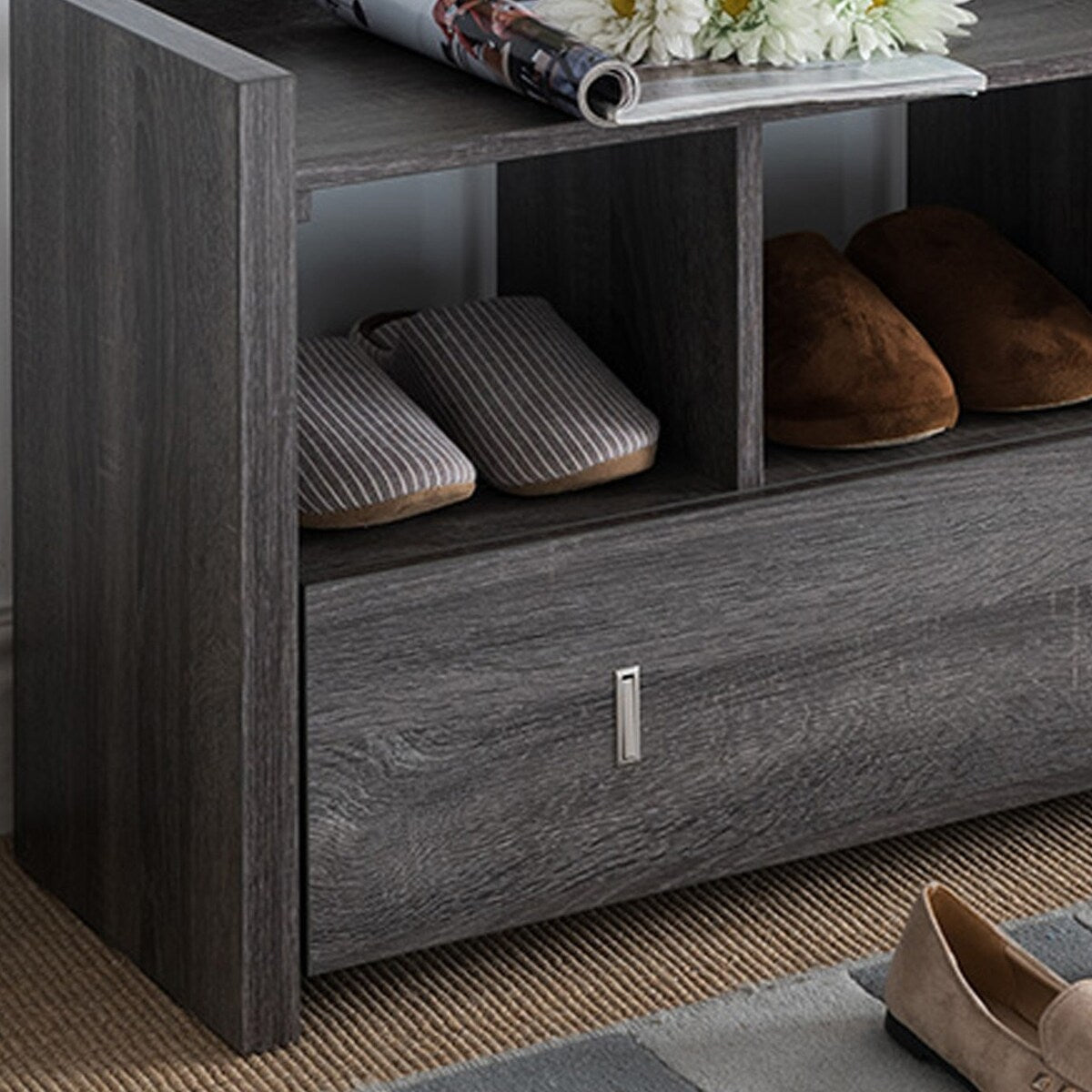 Modern Style Shoe Bench With Three shelves