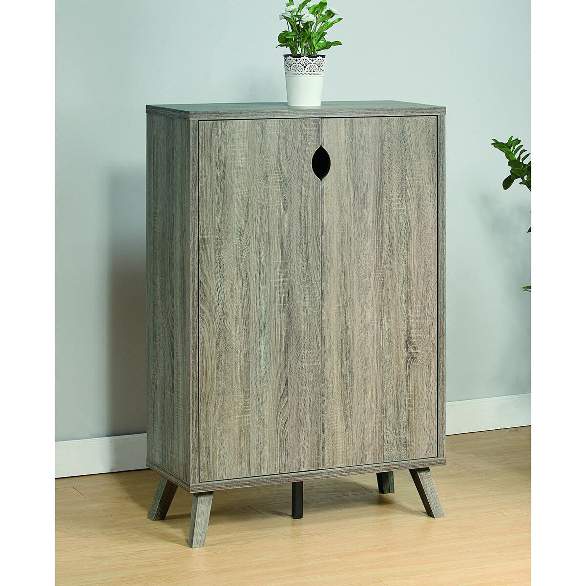 Modern Style Shoe Cabinet Dark Taupe With Five Shelves