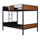 Modern Style Steel Frame Bunk Bed with Safety Rail, Built-in Ladder for Bedroom, Dorm, Boys, Girls, Adults