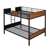 Modern Style Steel Frame Bunk Bed with Safety Rail, Built-in Ladder for Bedroom, Dorm, Boys, Girls, Adults