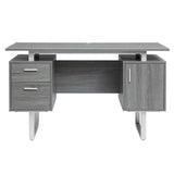 Modern Style Techni Mobili Office Desk Workstation, with 3 Storage Chest of Drawers and MDF Panel & Track Metal Legs